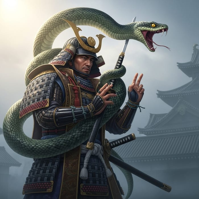 Samurai Warrior Battles Serpent in Japan Samurai Warrior Battles Serpent in Japan