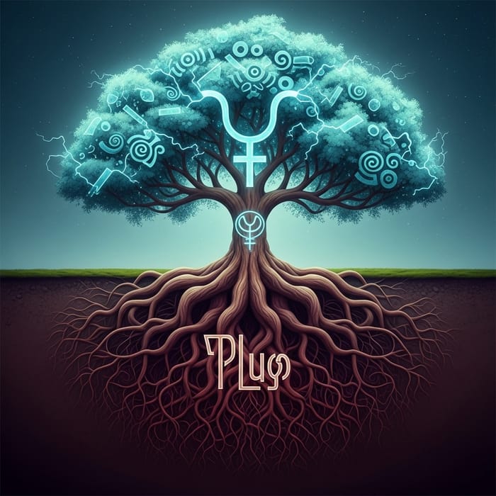 Futuristic Tree: Uranus Crown, Pluto Roots - Cosmic Energy Futuristic Tree: Uranus Crown, Pluto Roots - Cosmic Energy