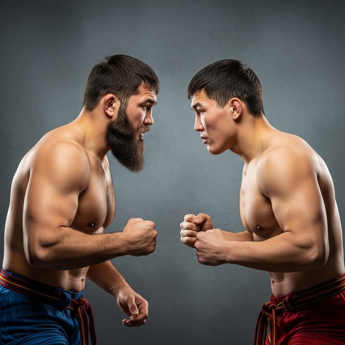 Cool Buryat Wrestlers - Athletic Stance & Traditional Outfits Cool Buryat Wrestlers - Athletic Stance & Traditional Outfits