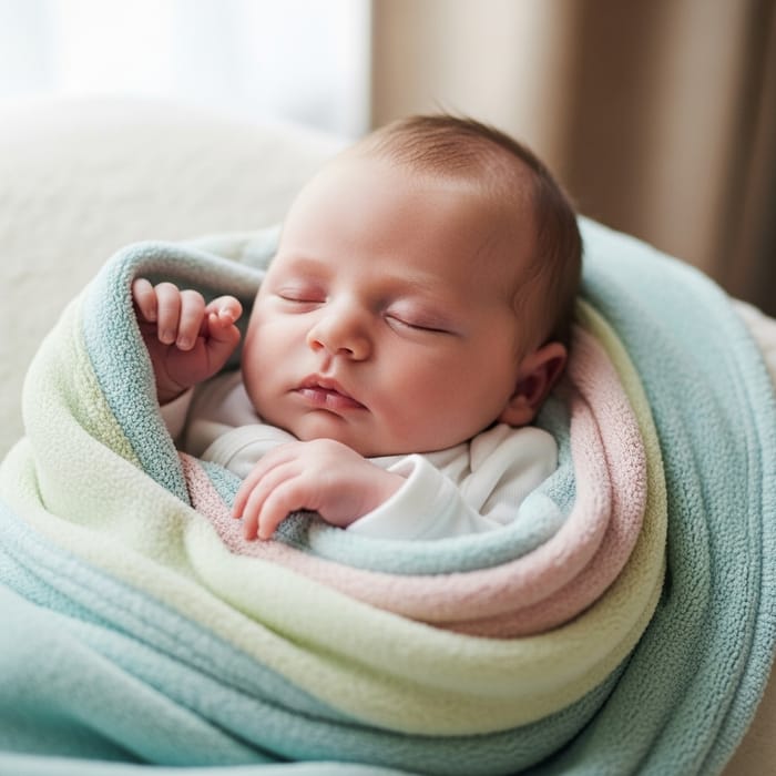 Peaceful Bambino Sound Asleep in Pastel Blanket Peaceful Bambino Sound Asleep in Pastel Blanket