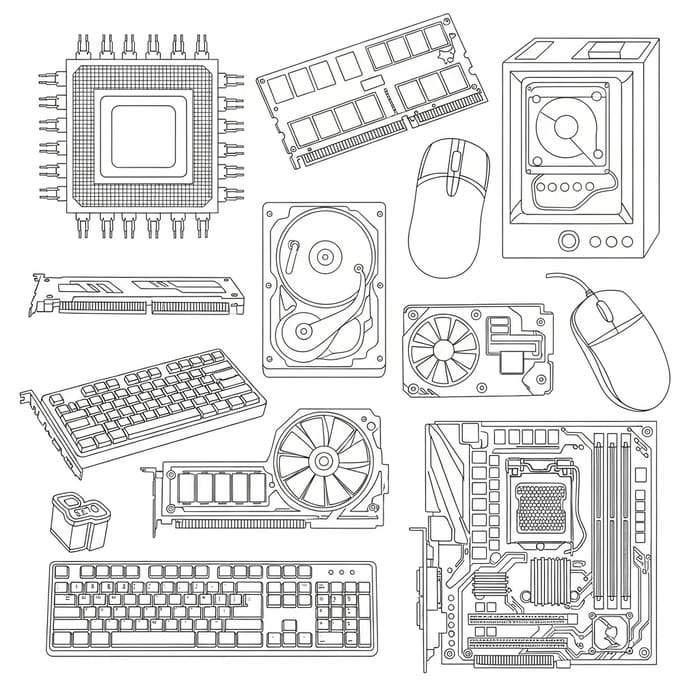 Printable Computer Parts Coloring Page Printable Computer Parts Coloring Page