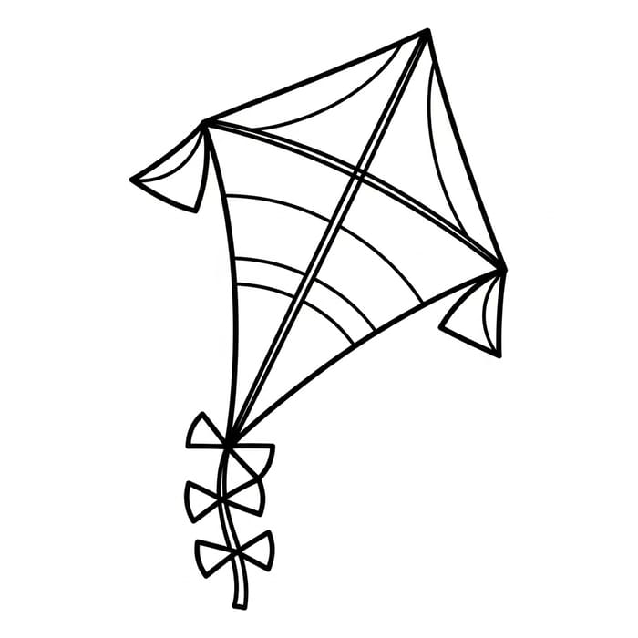 Delightful Kite Coloring Page: Simple & Whimsical Design for Kids