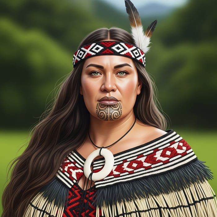 Full-Bodied Maori Woman with Chin Tattoo | Cultural Heritage & Natural Beauty Full-Bodied Maori Woman with Chin Tattoo | Cultural Heritage & Natural Beauty