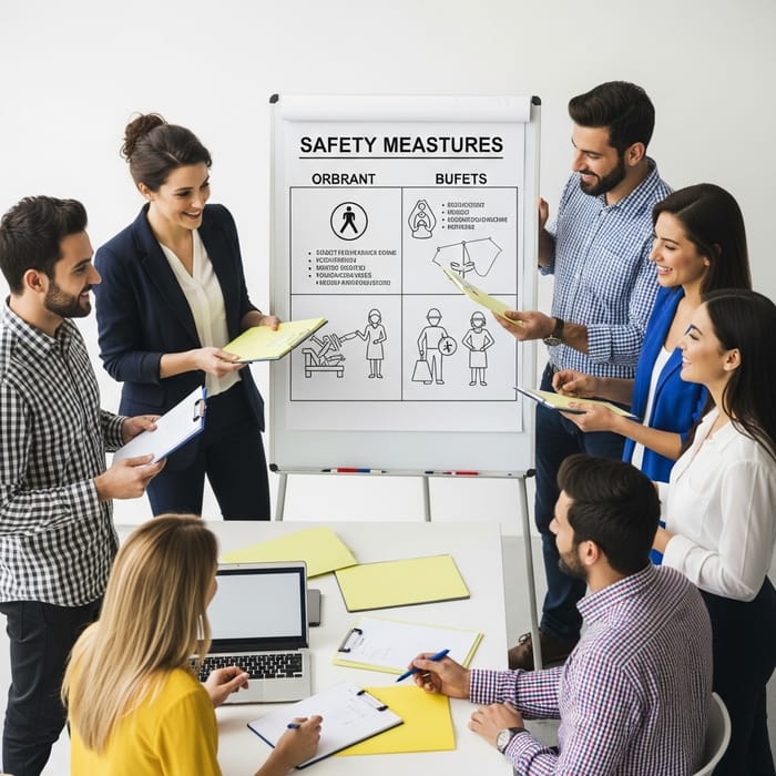 Vibrant Team Engaged in Safety Training Session - Professional Teambuilding Vibrant Team Engaged in Safety Training Session - Professional Teambuilding