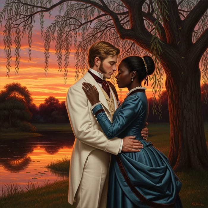 Romantic Embrace: Man and Woman in Love Painting Romantic Embrace: Man and Woman in Love Painting