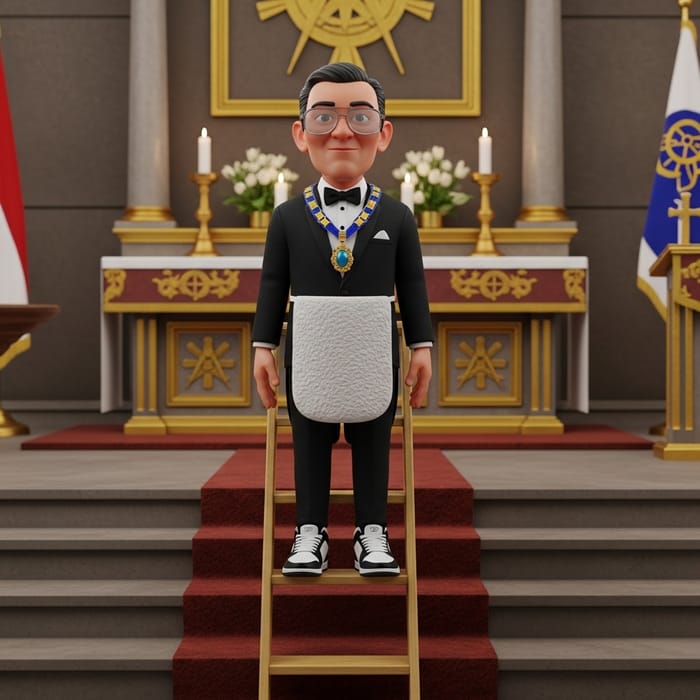 3D Animation Filipino Character on Masonic Altar in Tuxedo Suit & Air Jordan Shoes 3D Animation Filipino Character on Masonic Altar in Tuxedo Suit & Air Jordan Shoes