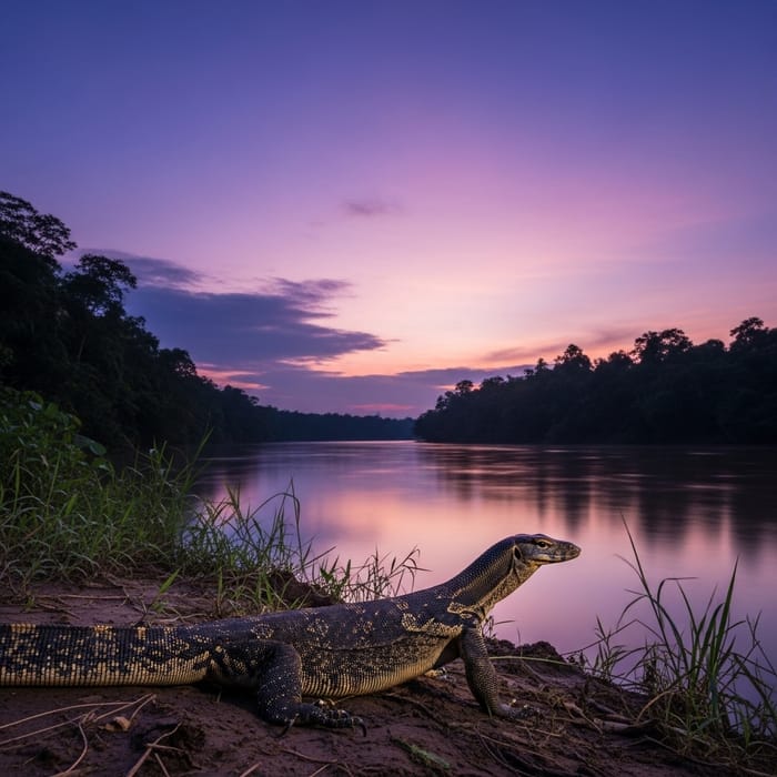 Goodnight Greeted by Varan in Twilight by the River