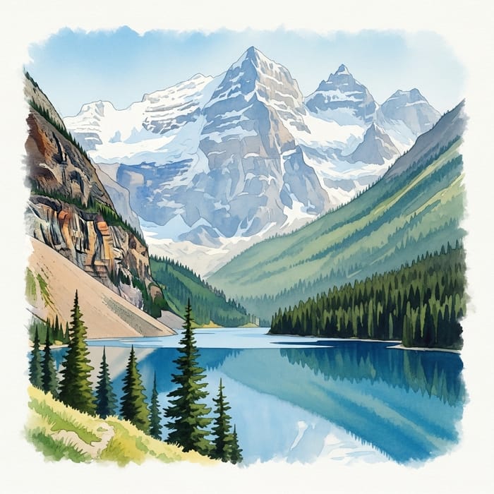 Eye-Catching Mountain Landscape Watercolor Art
