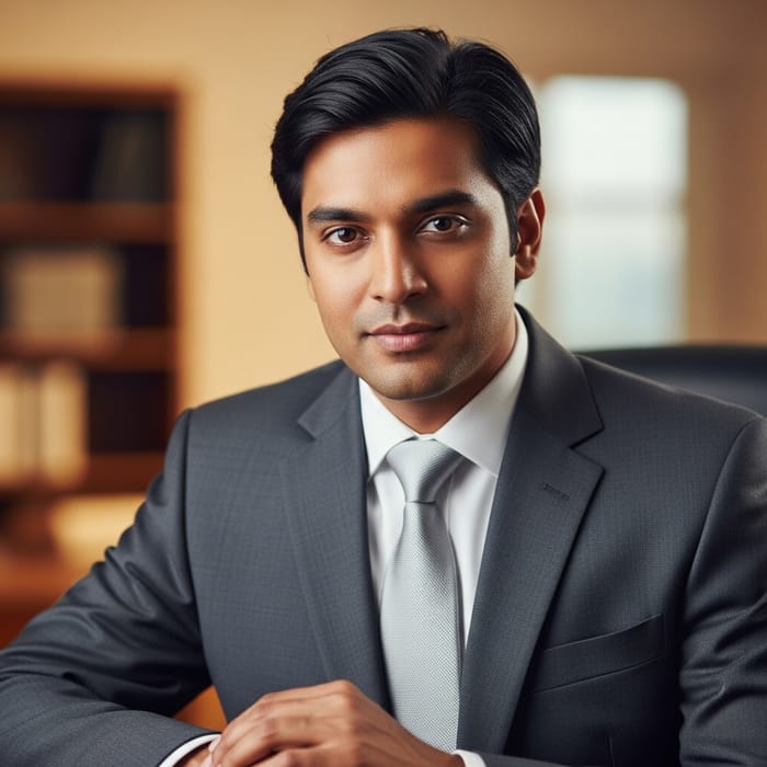 Confident South Asian Male Portrait | Charcoal Grey Suit