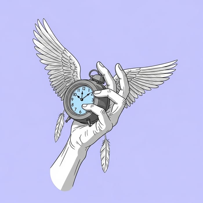 Salvador Dali Inspired Clock with Wings: Minimalist Design in Lavender