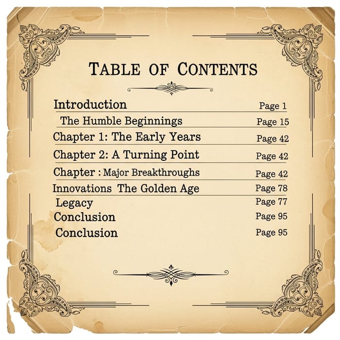 Vintage Table of Contents Template - Antique Paper Design Vintage Table of Contents Template - Antique Paper Design