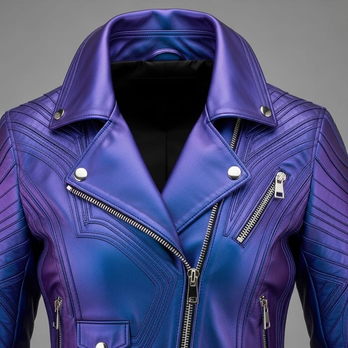 Stylish Royal Blue and Purple Leather Jacket