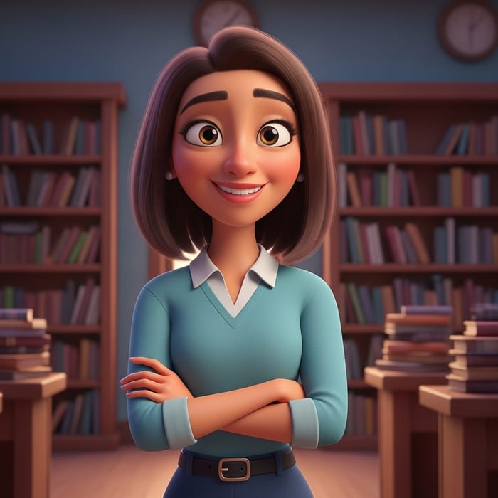 Charming 30-Year-Old Hispanic Woman in Library