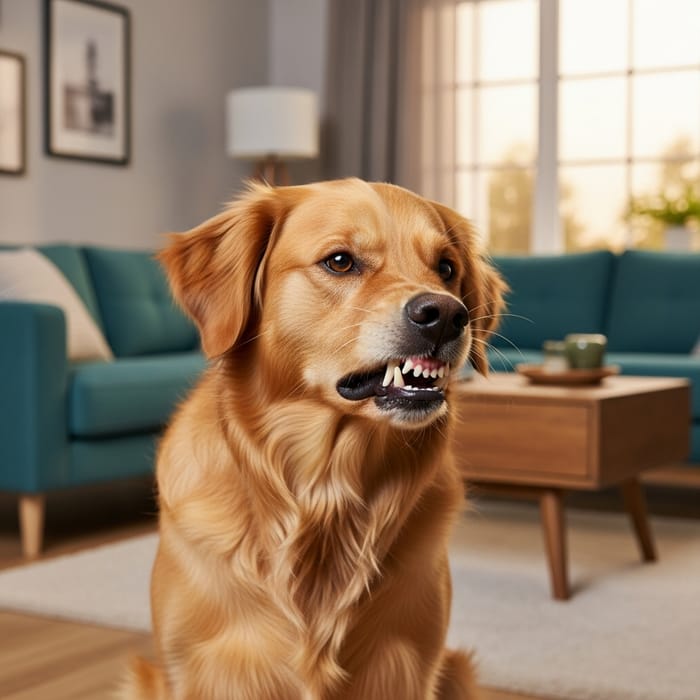 Angry Dog Behavior - Fierce Golden Retriever Image
