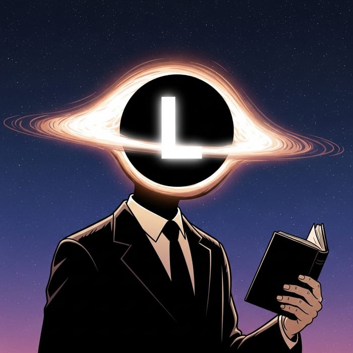 Mysterious Black Hole Man Holding Book Illustration