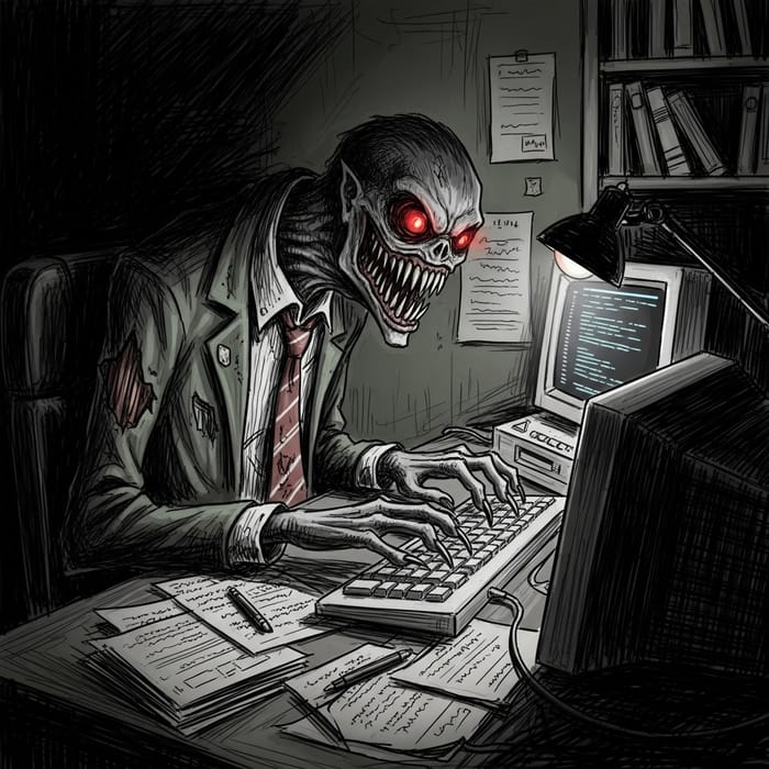 Dark & Gritty Monster Employee Sketch