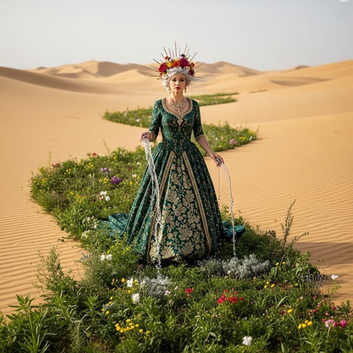 Enchanted Desert Goddess: Transforming Barren Land into Lush Oasis Enchanted Desert Goddess: Transforming Barren Land into Lush Oasis