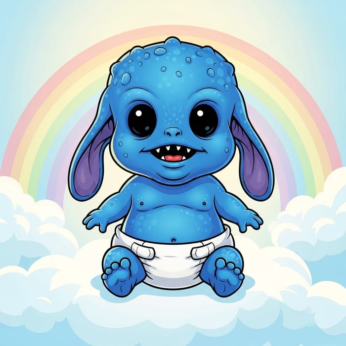 Blue Alien Newborn Illustration | Cartoon Character