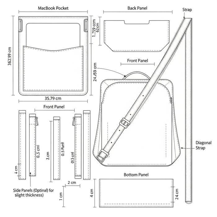 DIY Leather MacBook 16 Backpack Pattern Guide