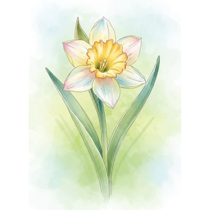 Vertical Spring Flower Watercolor Vector Graphic