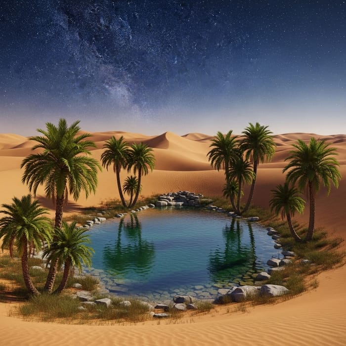 Tranquil Desert Oasis with Clear Pool | Cathedral-Like Serenity