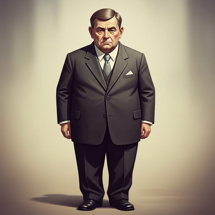 Vintage Plump Short Grandad Back View Illustration
