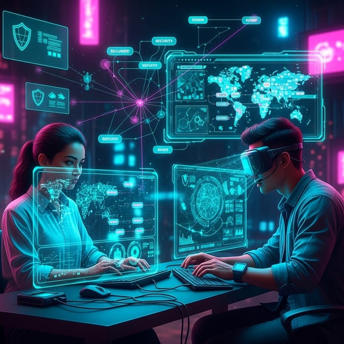 Futuristic Network Security in Cyberpunk City