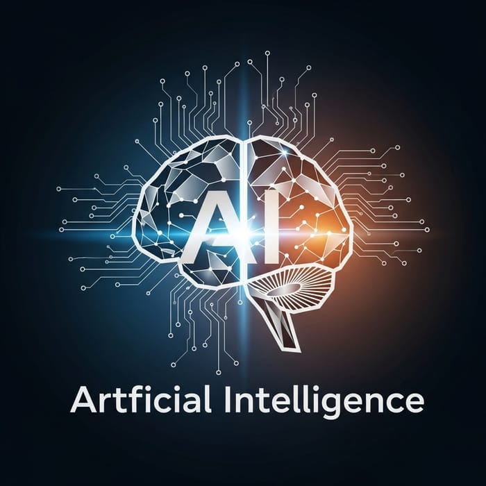 Futuristic Artificial Intelligence Logo with Circuit Board Design