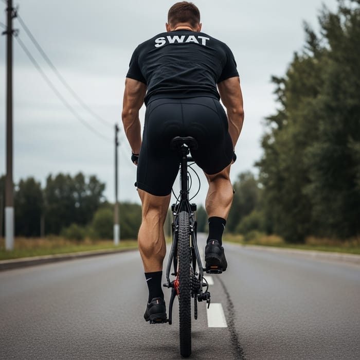 Stunning Close-Up of Russian SWAT Officer Cycling Stunning Close-Up of Russian SWAT Officer Cycling