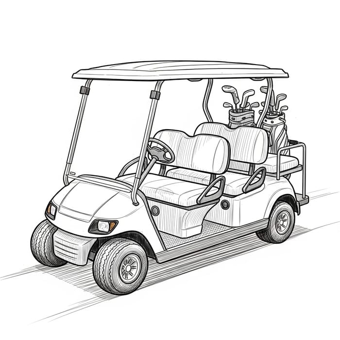 Detailed Sketch of 4-Seat Golf Cart Drawing Detailed Sketch of 4-Seat Golf Cart Drawing