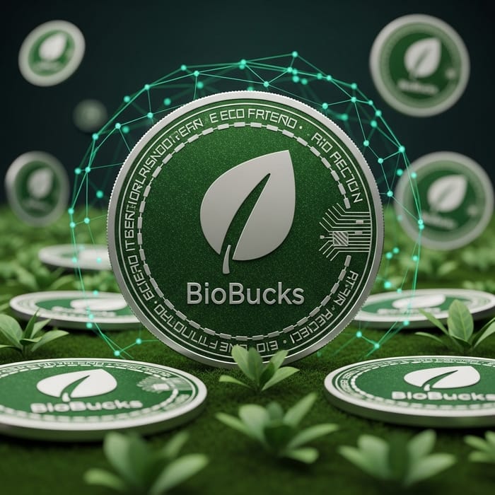 BioBucks: Eco-Friendly Cryptocurrency Concept BioBucks: Eco-Friendly Cryptocurrency Concept
