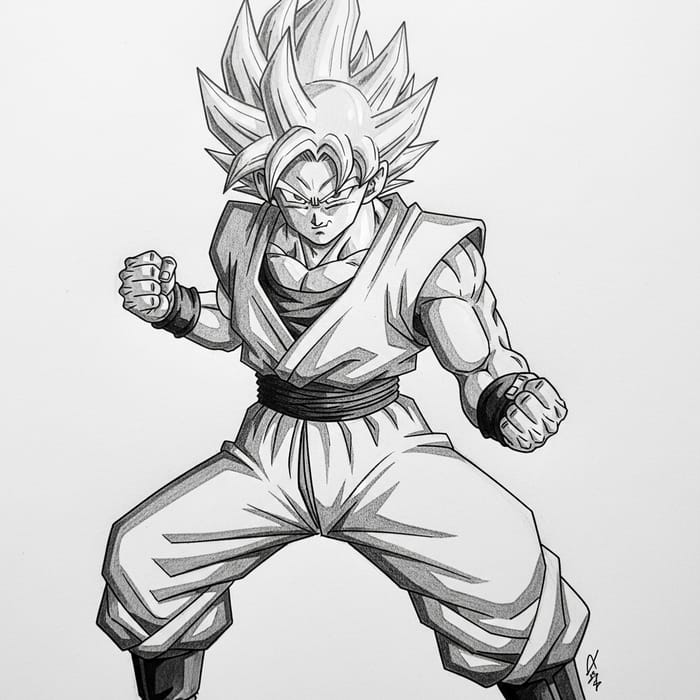 Realistic Martial Artist Character Drawing of Goku in Pencil Realistic Martial Artist Character Drawing of Goku in Pencil