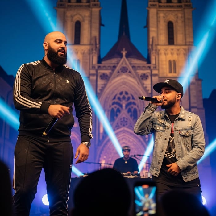 Dynamic Performance by Oriental and Metis Rappers at Lausanne Cathedral Dynamic Performance by Oriental and Metis Rappers at Lausanne Cathedral