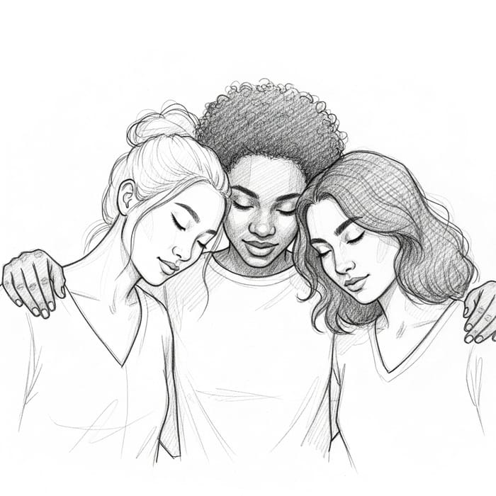Empowering Women Friendship Sketch: Cross-cultural Bond Empowering Women Friendship Sketch: Cross-cultural Bond