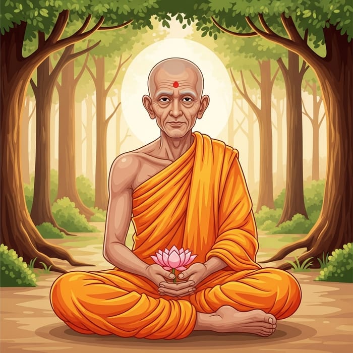 Mahakassapa - South Asian Monk Illustration
