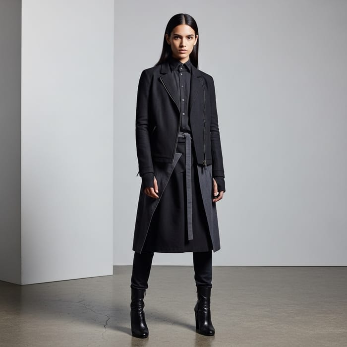 Hispanic Dark Fashion Model | Stark Minimalist Ensemble Hispanic Dark Fashion Model | Stark Minimalist Ensemble