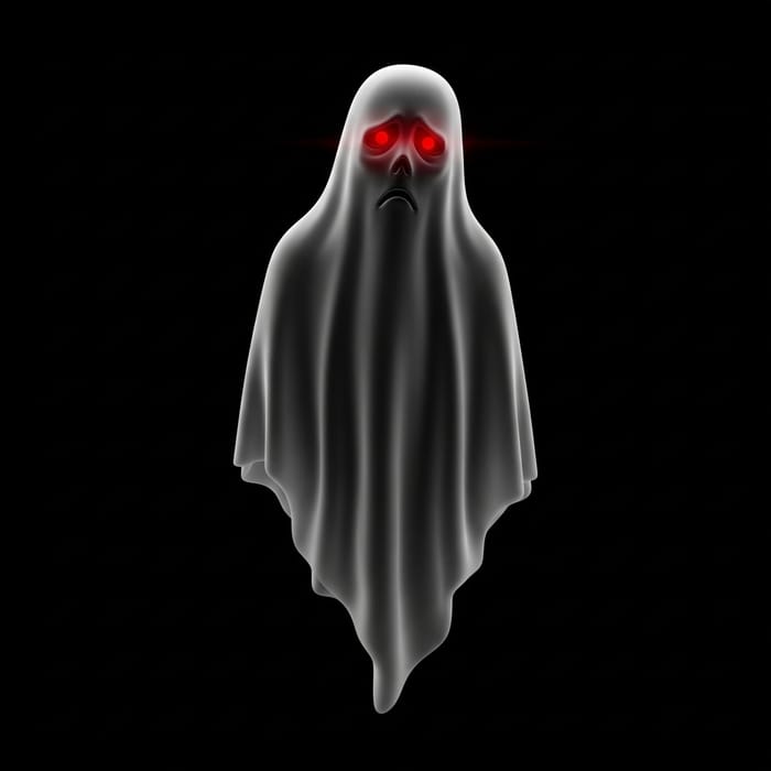 Sad Ghost with Glowing Red Eyes