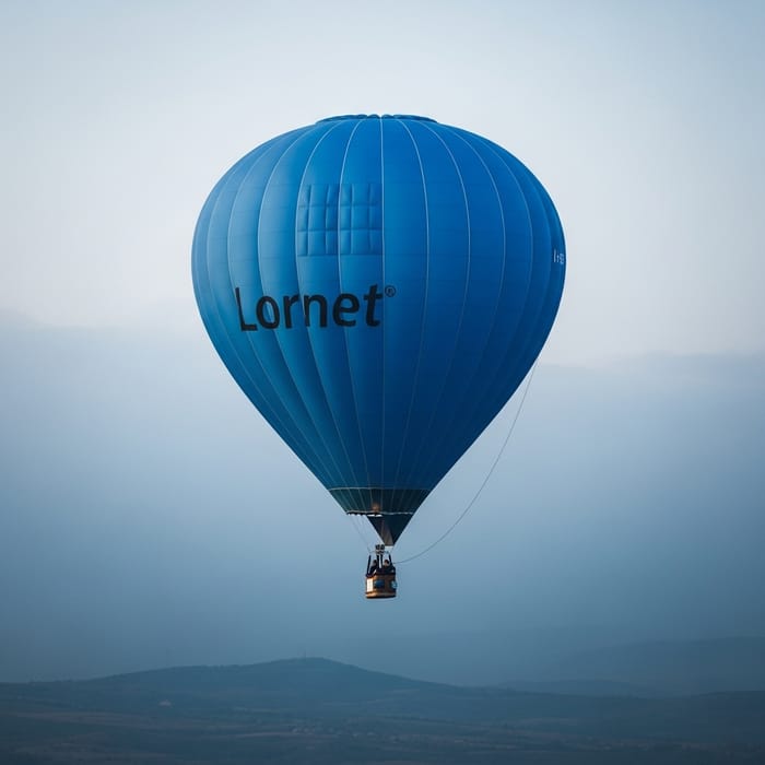 Tranquil Blue Hot Air Balloon Adventure | Lornet - Serene Landscape View Tranquil Blue Hot Air Balloon Adventure | Lornet - Serene Landscape View