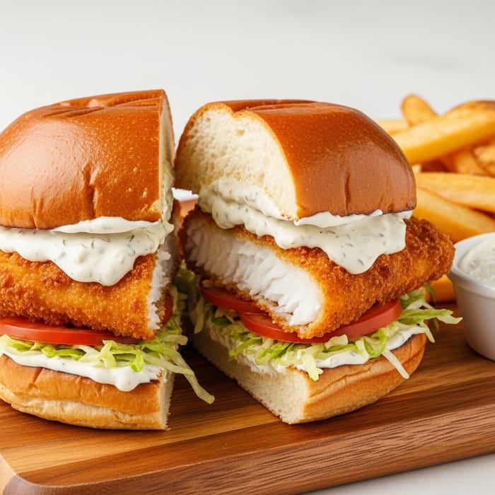 Delicious Fish Sandwich with Tartar Sauce Delicious Fish Sandwich with Tartar Sauce