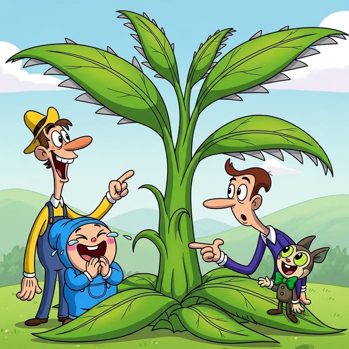 Cartoon Characters with Cannabis - Humorous Plant Encounter Cartoon Characters with Cannabis - Humorous Plant Encounter