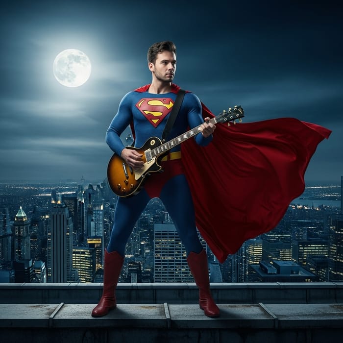 Silvio Rodriguez Impersonates Superman Playing Guitar