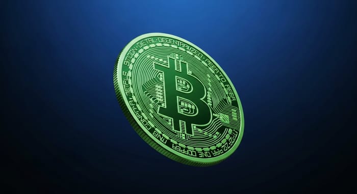 Sophisticated Green Bitcoin Coin Design - Detailed View