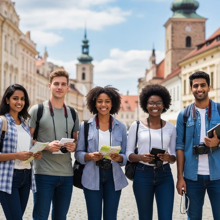 Eastern Europe Student Trip: Diverse Group Portrait