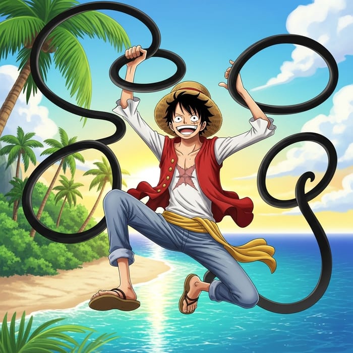 Monkey-D-Luffy - Adventure-Seeking Character with Stretching Limbs Monkey-D-Luffy - Adventure-Seeking Character with Stretching Limbs