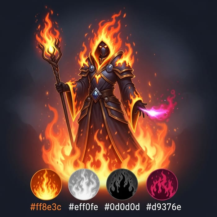 Fantasy Fire Wizard Icon for RPG Fans Fantasy Fire Wizard Icon for RPG Fans