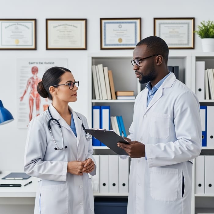 Diverse Doctors in Modern Clinic Setting
