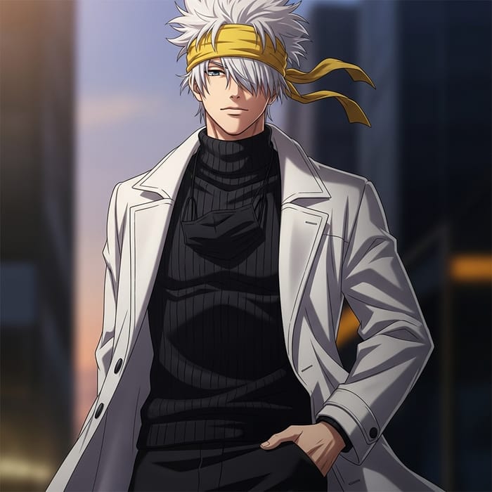 Gojo Satoru: Charismatic Male Character with White Hair