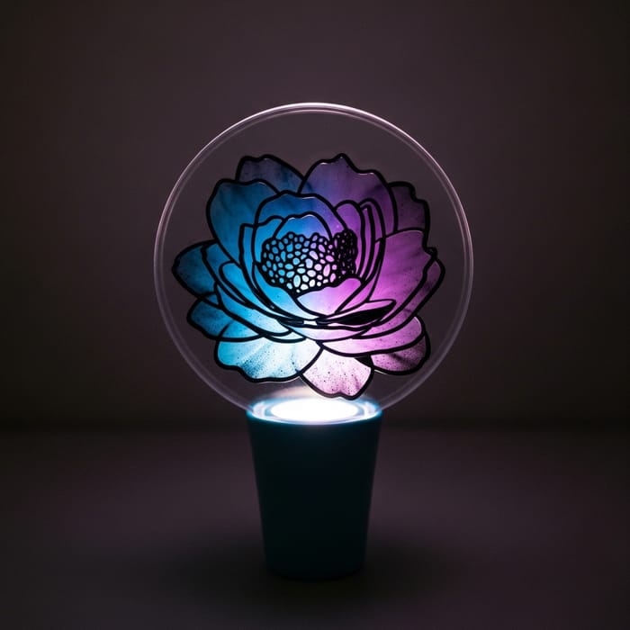 Dreamy Glow: Blue, Black & Purple Lightstick with Flower Pattern Dreamy Glow: Blue, Black & Purple Lightstick with Flower Pattern