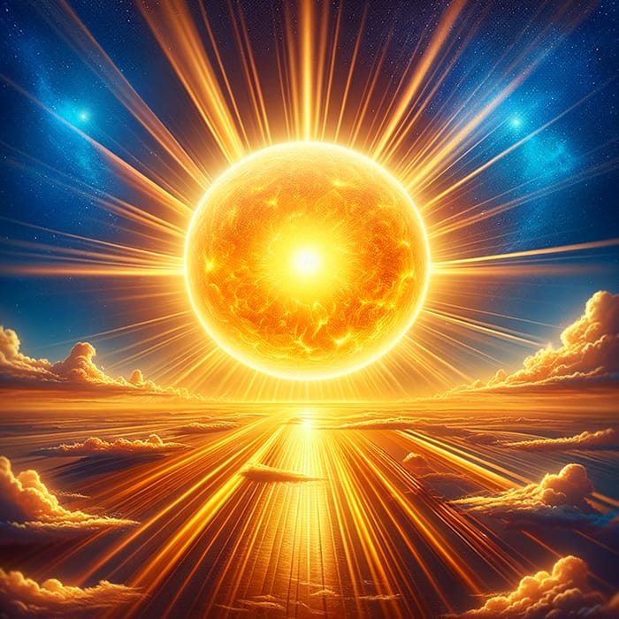 Golden Sun: Magnificent Radiance in Azure Sky