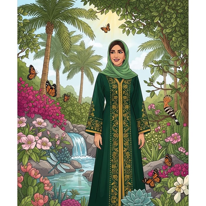 Qatari Woman Celebrating Environmental Stewardship Qatari Woman Celebrating Environmental Stewardship